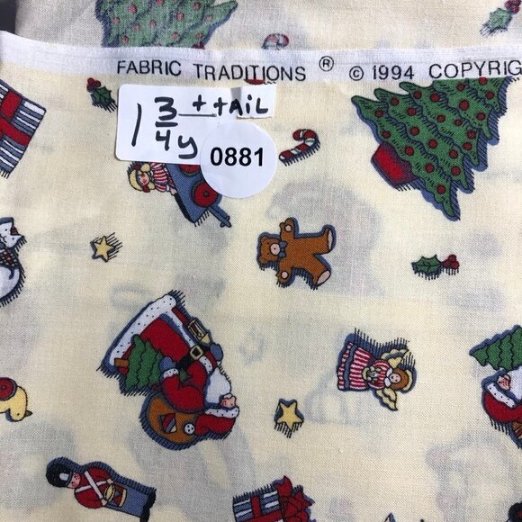 🛒 $9 Quilt Cotton Fabric Material - 1 3/4 yard Christmas Primitive 881 - Picture 2 of 3